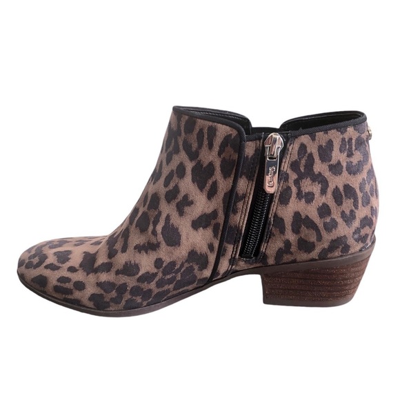 Sam Edelman Circus Sassy Edgy Leopard Ankle Stacked Heel Zipper Bootie Size 7 - Picture 1 of 10